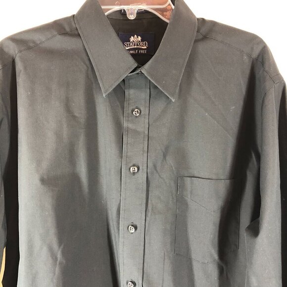 Stafford Wrinkle Free Black Dress Shirt Size 17/34 - Picture 3 of 6